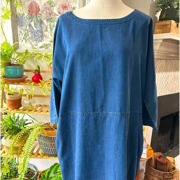 Eileen Fisher | Dresses | Eileen Fisher Denim Chambray Dress 2 Pockets |  Poshmark